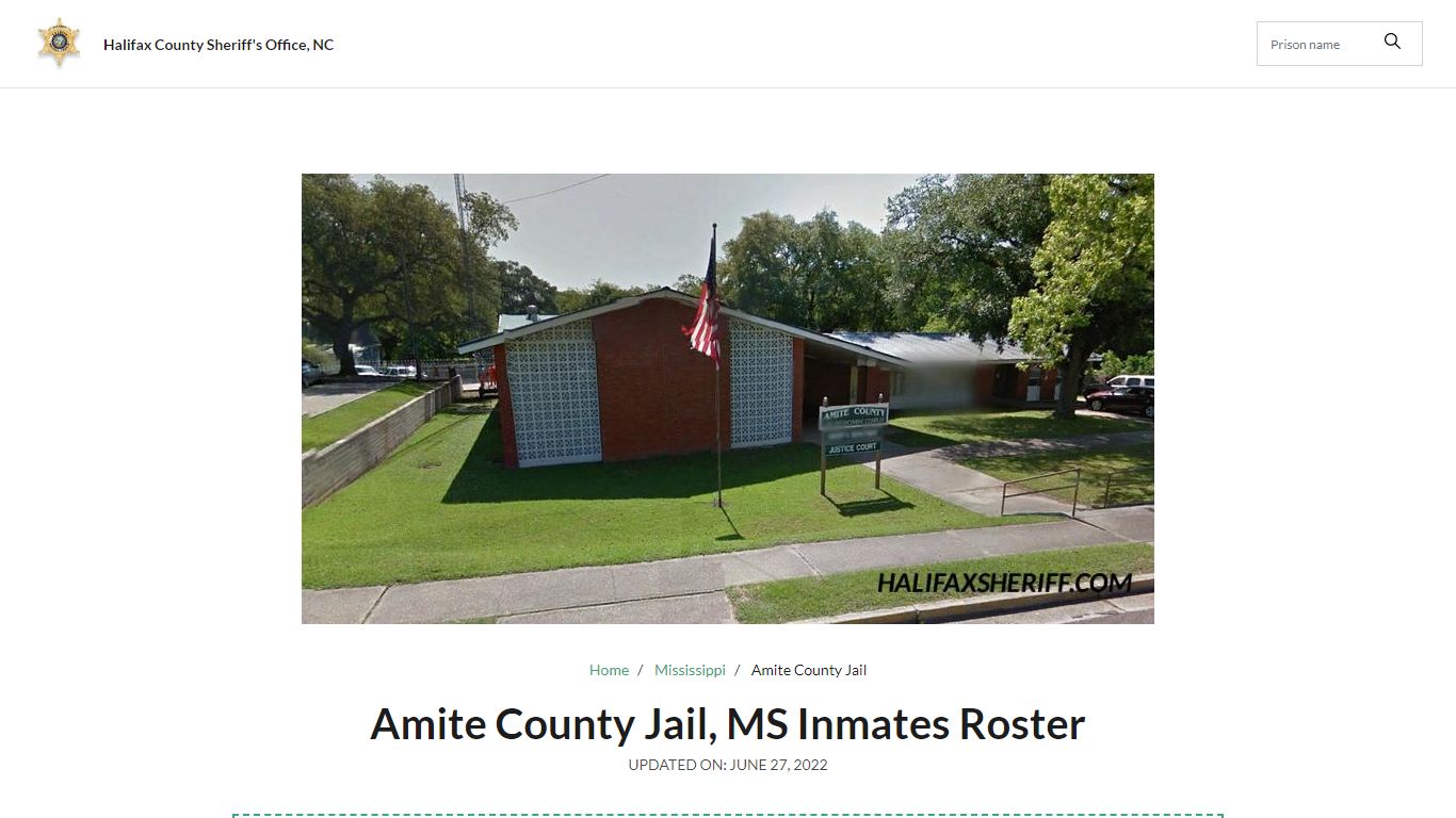 Amite County Jail, MS Jail Roster, Name Search