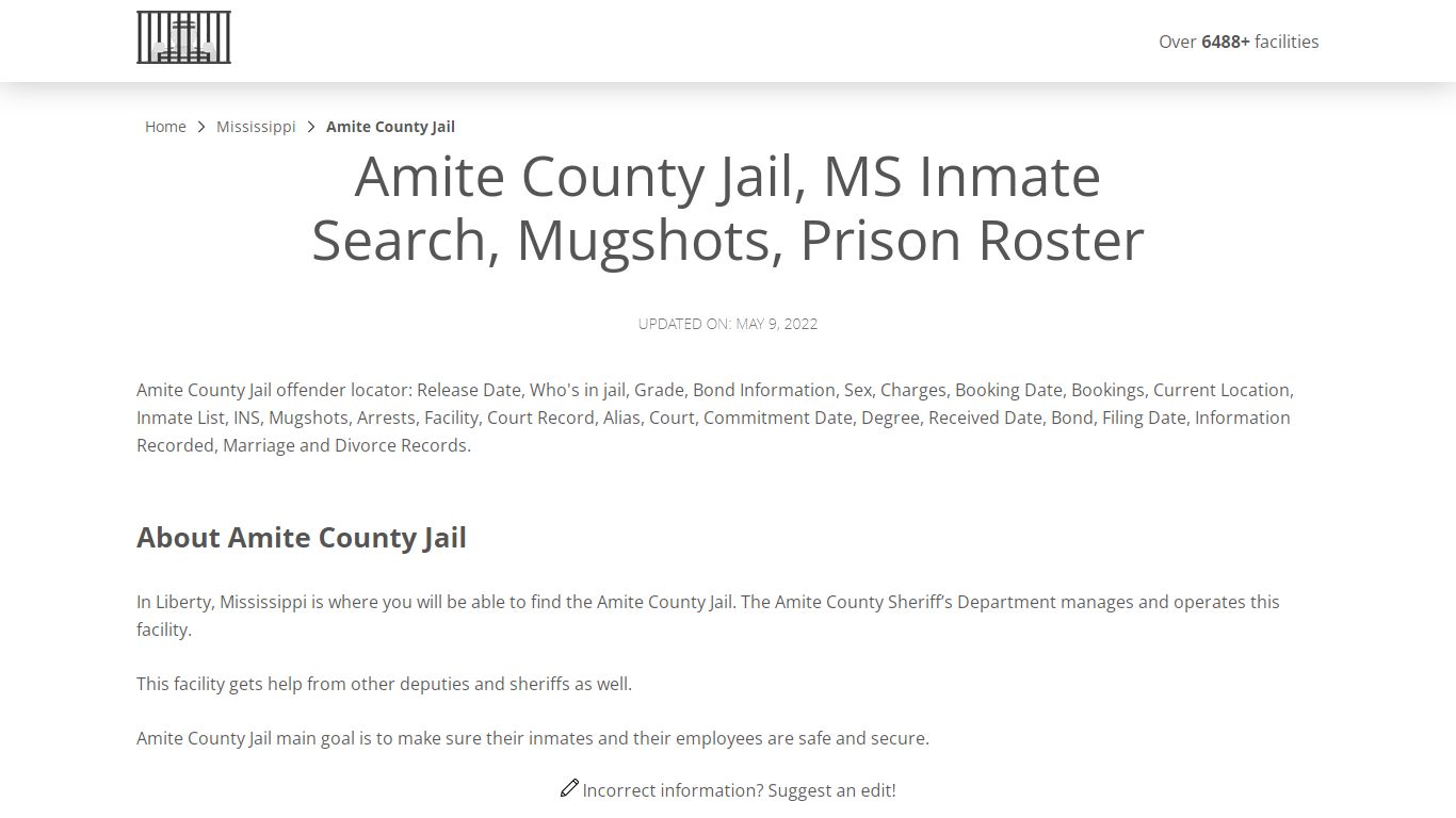 Amite County Jail, MS Inmate Search, Mugshots, Prison Roster